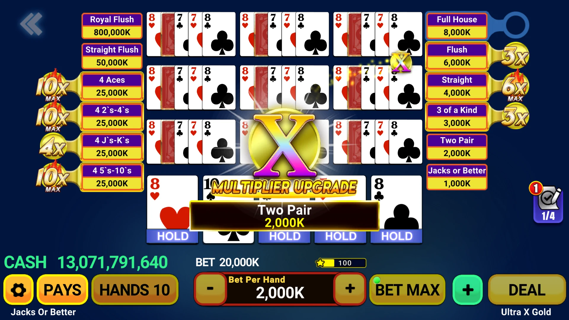 Video Poker Multi: Deuces Wild screenshot