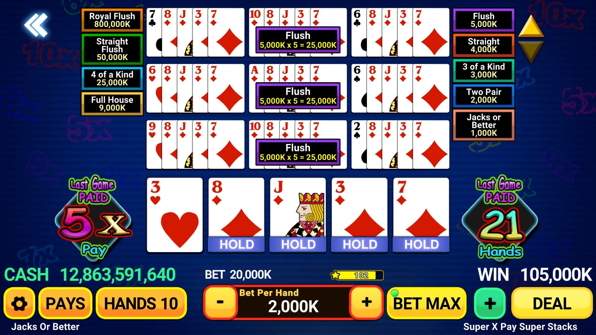 Video Poker Multi: Deuces Wild screenshot