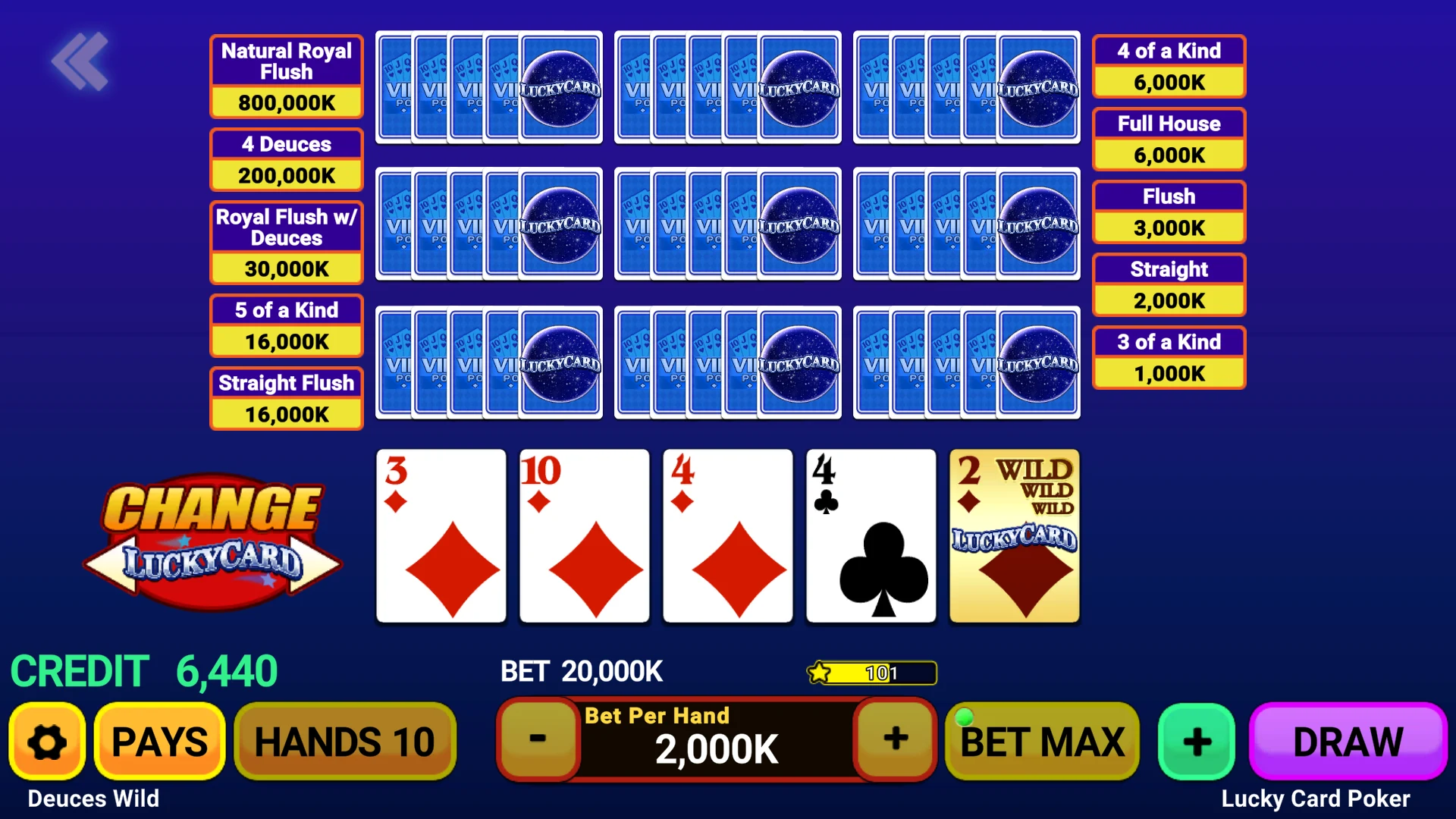 Video Poker Multi: Deuces Wild screenshot