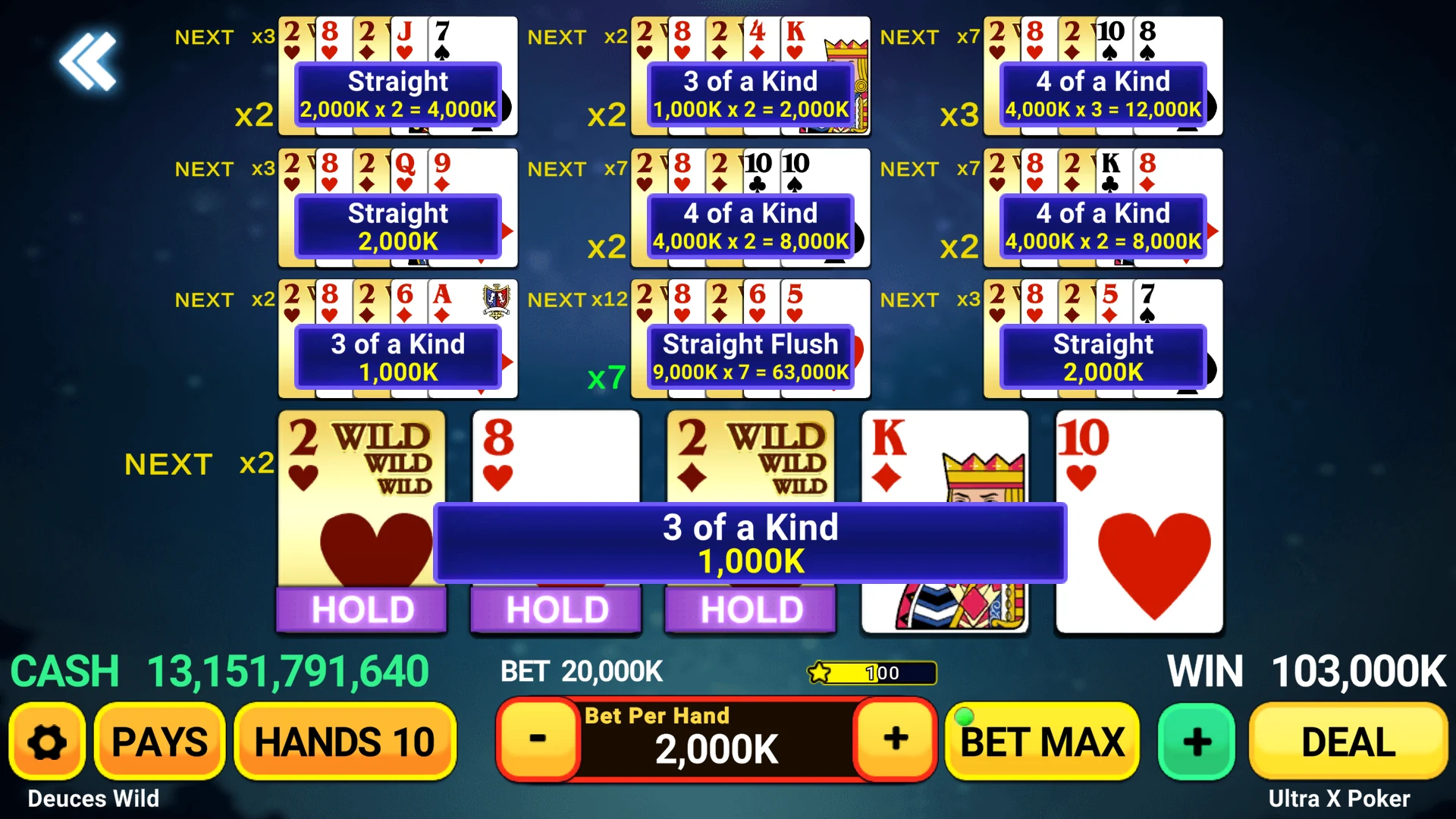 Video Poker Multi: Deuces Wild screenshot